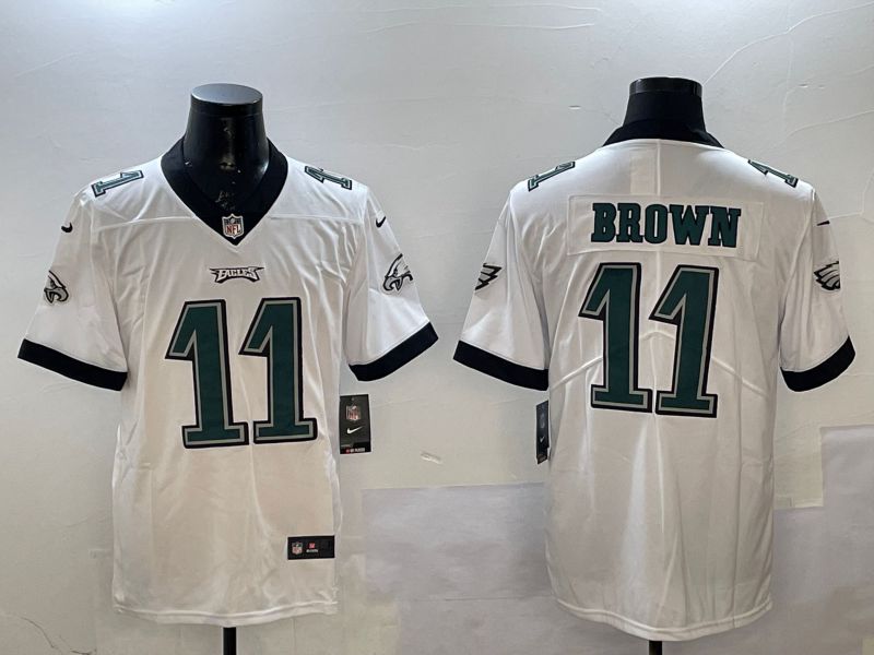 Men Philadelphia Eagles #11 Brown White Second generations 2025 Nike Vapor Limited NFL Jersey style 1->philadelphia eagles->NFL Jersey